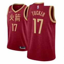 Men NBA 2018 19 Houston Rockets 17 P J Tucker City Edition Red Jers