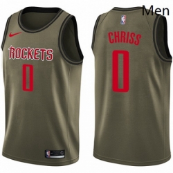 Mens Nike Houston Rockets 0 Marquese Chriss Swingman Green Salute to Service NBA Jersey 