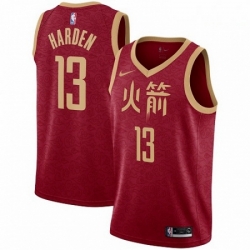 Mens Nike Houston Rockets 13 James Harden Swingman Red NBA Jersey 2018 19 City Edition