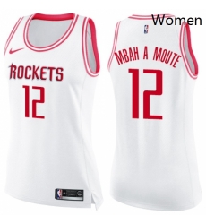 Womens Nike Houston Rockets 12 Luc Mbah a Moute Swingman WhitePink Fashion NBA Jersey 