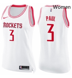 Womens Nike Houston Rockets 3 Chris Paul Swingman WhitePink Fashion NBA Jersey