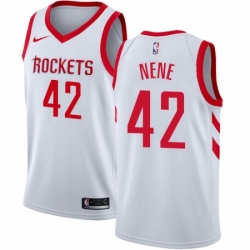 Womens Nike Houston Rockets 42 Nene Authentic White Home NBA Jersey Association Edition 