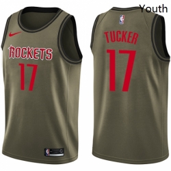 Youth Nike Houston Rockets 17 PJ Tucker Green Salute to Service NBA Swingman Jersey 