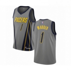 Mens Indiana Pacers 1 TJ Warren Authentic Gray Basketball Jersey City Edition 