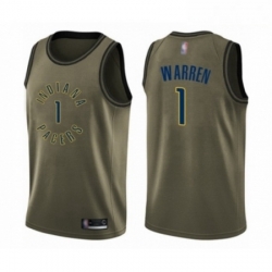 Mens Indiana Pacers 1 TJ Warren Swingman Green Salute to Service Basketball Jersey 