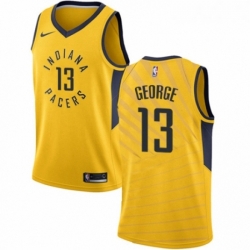 Womens Nike Indiana Pacers 13 Paul George Authentic Gold NBA Jersey Statement Edition