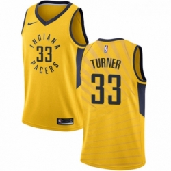 Womens Nike Indiana Pacers 33 Myles Turner Authentic Gold NBA Jersey Statement Edition