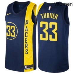 Womens Nike Indiana Pacers 33 Myles Turner Swingman Navy Blue NBA Jersey City Edition