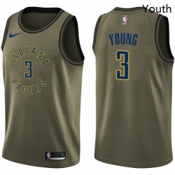 Youth Nike Indiana Pacers 3 Joe Young Swingman Green Salute to Service NBA Jersey