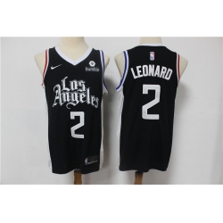 Men Los Angeles Clippers 2 Kawhi Leonard Black 2021 City Edition Nike Swin