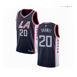 Mens Los Angeles Clippers 20 Landry Shamet Authentic Navy Blue Basketball Jersey City Edition 