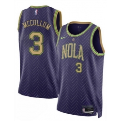 Men New Orleans Pelicans 3 CJ McCollum Purple 2024 25 City Ediiton Stitched Basketball Jersey