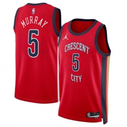 Men New Orleans Pelicans 5 Dejounte Murray Red Statement Edition Stitched Basketball Jersey