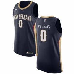 Mens Nike New Orleans Pelicans 0 DeMarcus Cousins Authentic Navy Blue Road NBA Jersey Icon Edition