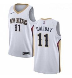 Womens Nike New Orleans Pelicans 11 Jrue Holiday Authentic White Home NBA Jersey Association Edition