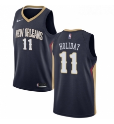 Womens Nike New Orleans Pelicans 11 Jrue Holiday Swingman Navy Blue Road NBA Jersey Icon Edition