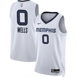 Men Memphis Grizzlies 0 Jaylen Wells White 2024 Draft Association Edition Stitched Jersey