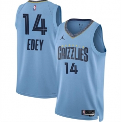 Men Memphis Grizzlies 14 Zach Edey Blue 2024 Draft Statement Edition Stitched Jersey