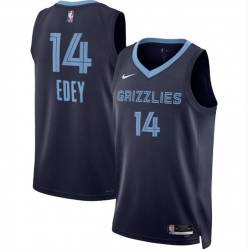 Men Memphis Grizzlies 14 Zach Edey Navy 2024 Draft Icon Edition Stitched Jersey
