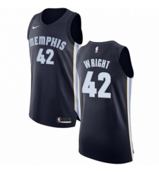 Mens Nike Memphis Grizzlies 42 Lorenzen Wright Authentic Navy Blue Road NBA Jersey Icon Edition