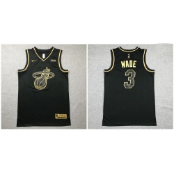 Heat 3 Dwyane Wade Black Gold Nike Swingman Jersey