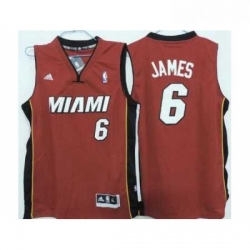 Kids Miami Heat 6 LeBron James Red Revolution 30 Swingman Jerseys 