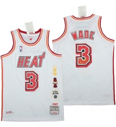 Men Miami Heat 3 Dwyane Wade White honor Throwback Jerseys