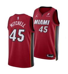 Men Miami Heat 45 Davion Mitchell Red 2025 Statement Edition Swingman Stitched Basketball Jersey