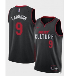 Men Miami Heat 9 Pelle Larsson Black 2024 Draft City Edition Stitched Basketball Jersey