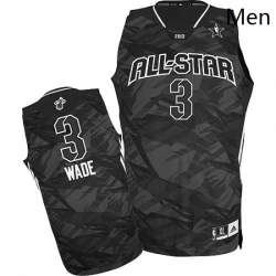 Mens Adidas Miami Heat 3 Dwyane Wade Authentic Black 2013 All Star NBA Jersey