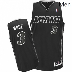 Mens Adidas Miami Heat 3 Dwyane Wade Authentic BlackWhite NBA Jersey