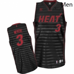 Mens Adidas Miami Heat 3 Dwyane Wade Swingman BlackGrey Groove NBA Jersey