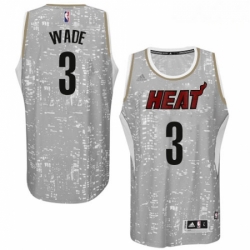 Mens Adidas Miami Heat 3 Dwyane Wade Swingman Grey City Light NBA Jersey