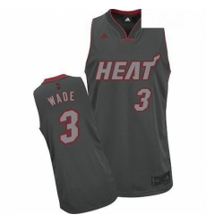 Mens Adidas Miami Heat 3 Dwyane Wade Swingman Grey Graystone Fashion NBA Jersey