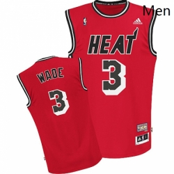 Mens Adidas Miami Heat 3 Dwyane Wade Swingman Red Hardwood Classics Nights NBA Jersey