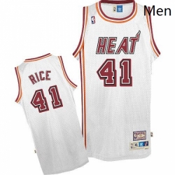 Mens Adidas Miami Heat 41 Glen Rice Authentic White Throwback NBA Jersey