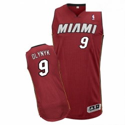 Mens Adidas Miami Heat 9 Kelly Olynyk Authentic Red Alternate NBA Jersey 