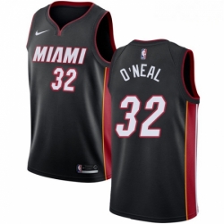 Mens Nike Miami Heat 32 Shaquille ONeal Swingman Black Road NBA Jersey Icon Edition