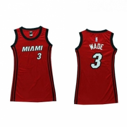 Womens Adidas Miami Heat 3 Dwyane Wade Swingman Red Dress NBA Jersey