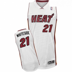 Youth Adidas Miami Heat 21 Hassan Whiteside Authentic White Home NBA Jersey