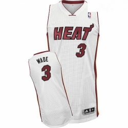 Youth Adidas Miami Heat 3 Dwyane Wade Authentic White Home NBA Jersey