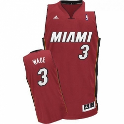 Youth Adidas Miami Heat 3 Dwyane Wade Swingman Red Alternate NBA Jersey