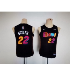 Youth Miami Heat 22 Jimmy Butler Black City Edition Swingman Stitched Jersey