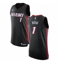 Youth Nike Miami Heat 1 Chris Bosh Authentic Black Road NBA Jersey Icon Edition