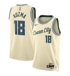 Men Milwaukee Bucks 18 Kyle Kuzma Cream 2025 26 City Edition Stitched Basketball Jersey Men Milwaukee Bucks 18 Kyle Kuzma Cream 2025 26 City Edition Stitched Basketball Jersey
