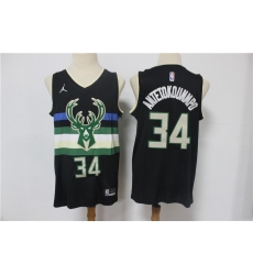 Men Milwaukee Bucks Giannis Antetokounmpo 34 Swingman Black 2021 Jordan Brand Jersey