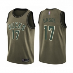 Mens Milwaukee Bucks 17 Pau Gasol Swingman Green Salute to Service Basketball Jersey 