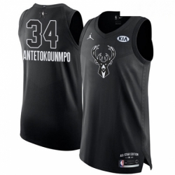 Mens Nike Jordan Milwaukee Bucks 34 Giannis Antetokounmpo Authentic Black 2018 All Star Game NBA Jersey