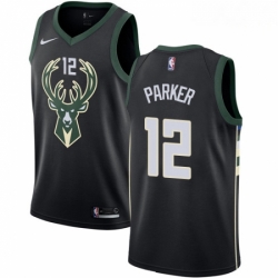 Mens Nike Milwaukee Bucks 12 Jabari Parker Swingman Black Alternate NBA Jersey Statement Edition