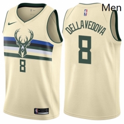 Mens Nike Milwaukee Bucks 8 Matthew Dellavedova Swingman Cream NBA Jersey City Edition 